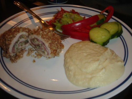 Chicken Cordon Bleu Cauliflower and Veggies