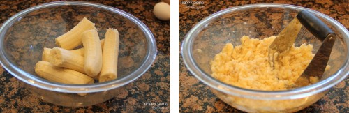 Here are my smooshed bananas. I mixed them with a pastry blender.